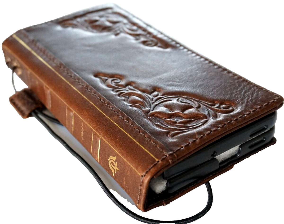 DavisCase handmade leather phone case for OnePlus 15, 13, 12 models, vintage open wallet style, full grain genuine leather.