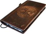 Genuine Leather For Galaxy Case Z Fold 3 4 5 6 7 Wallet Book Vintage Style Credit Card Slots Cover Art Diy The Tree Of Life
