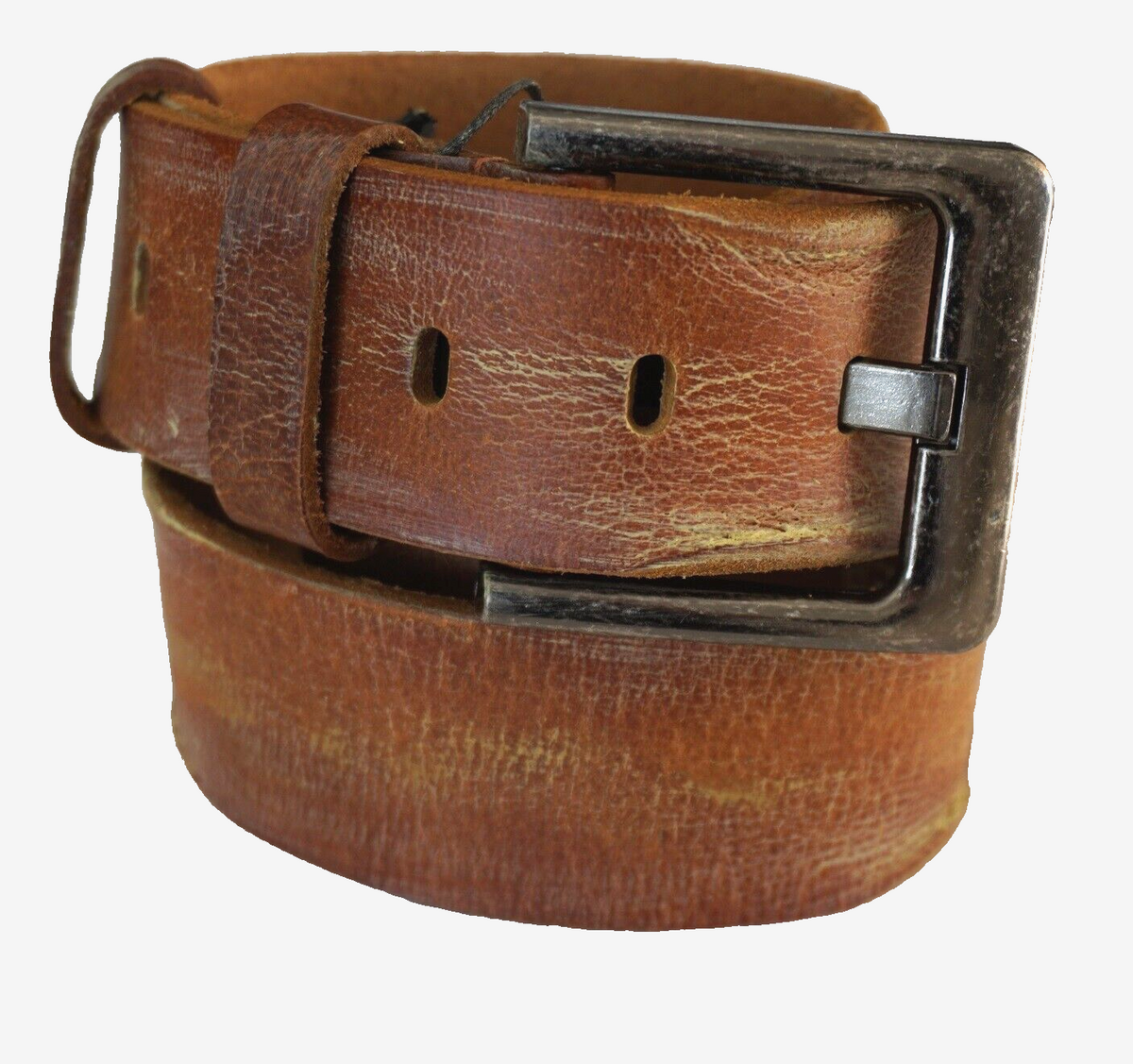 Genuine full leather handmade belt for men and women, vintage retro style with stone wash finish, available in multiple sizes.