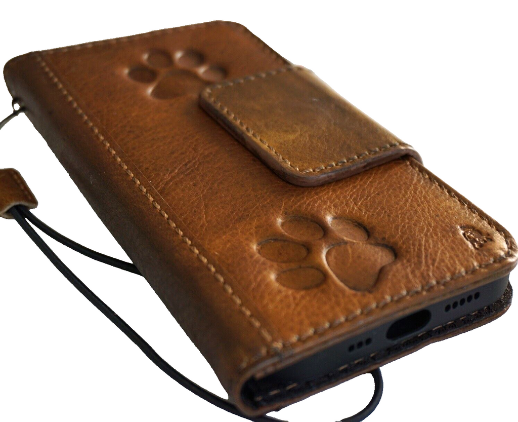 Handmade genuine leather phone case for Galaxy S26, S24, S25 FE, Fold 4, 5, 6, 7 Ultra, Note, Edge Plus with wallet and magnetic closure