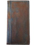 DavisCase genuine leather Google Pixel 7 Pro wallet case with stand, rustic blue-gray color, retro Bible design, wireless charging compatible