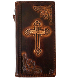 Genuine Leather Case For Apple iPhone 11 12 13 14 15 Pro Max 8 plus diy Cross of Jesus Shark crafts SE XS Wallet Book Vintage Style Credit Card Slots Cover Wireless Full Grain luxury Mini Art Diy  oiled  Retro