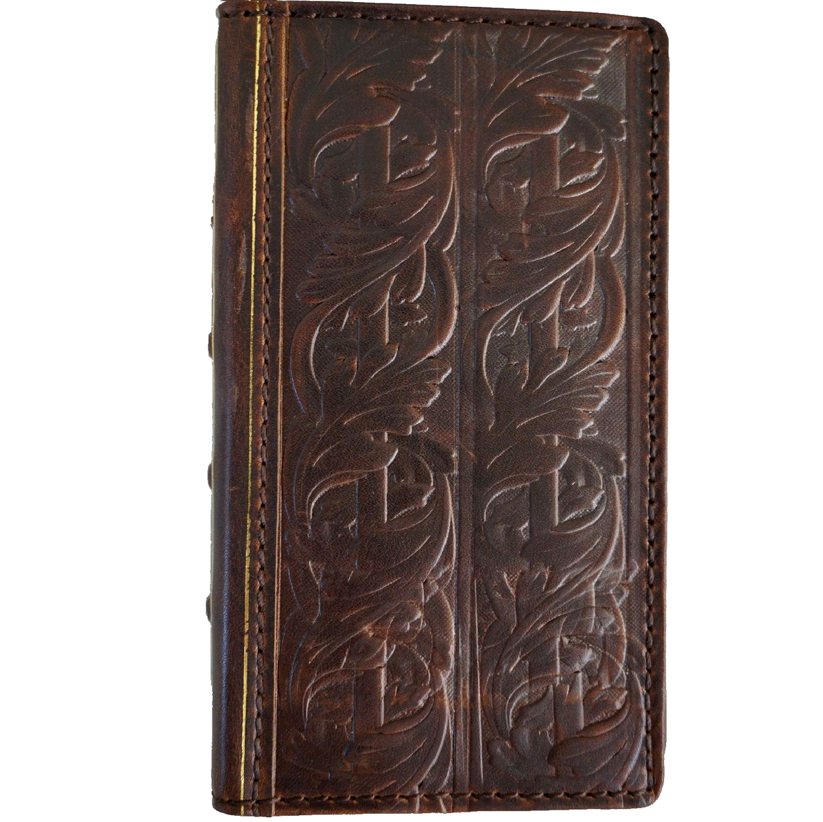 Handmade genuine leather phone case for Samsung Galaxy S24, S25, S22, Note 20, Z Fold 4, with wallet and vintage Bible book design.