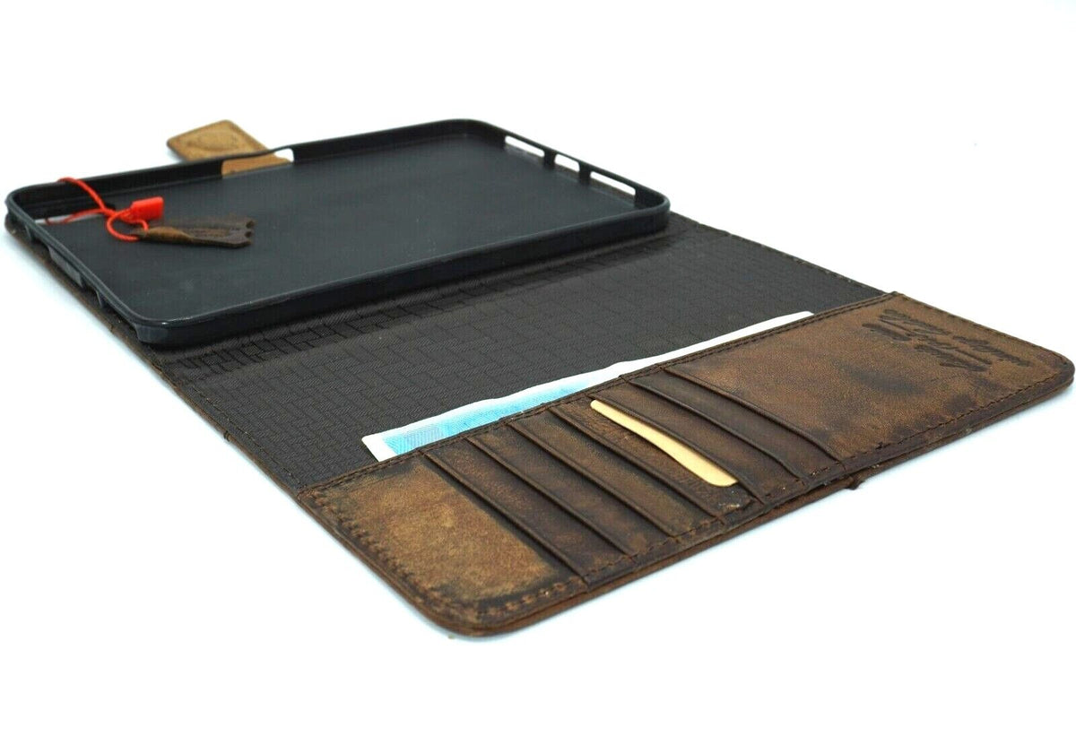 Genuine leather iPad Mini case by DAVISCASE with card slots, handmade, for iPad Mini 3-7, 9.7-inch, black luxury cover.