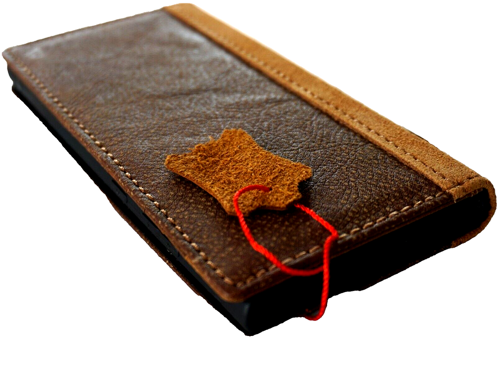 Handmade genuine leather phone case with wallet for Samsung Galaxy S22, S21, S20, S23, S24 Ultra, featuring classic Adam and Eve design by DAVISCASE