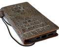 Handmade DAVISCASE genuine leather phone case for iPhone models, featuring vintage crocodile style, credit card slots, and full grain leather.