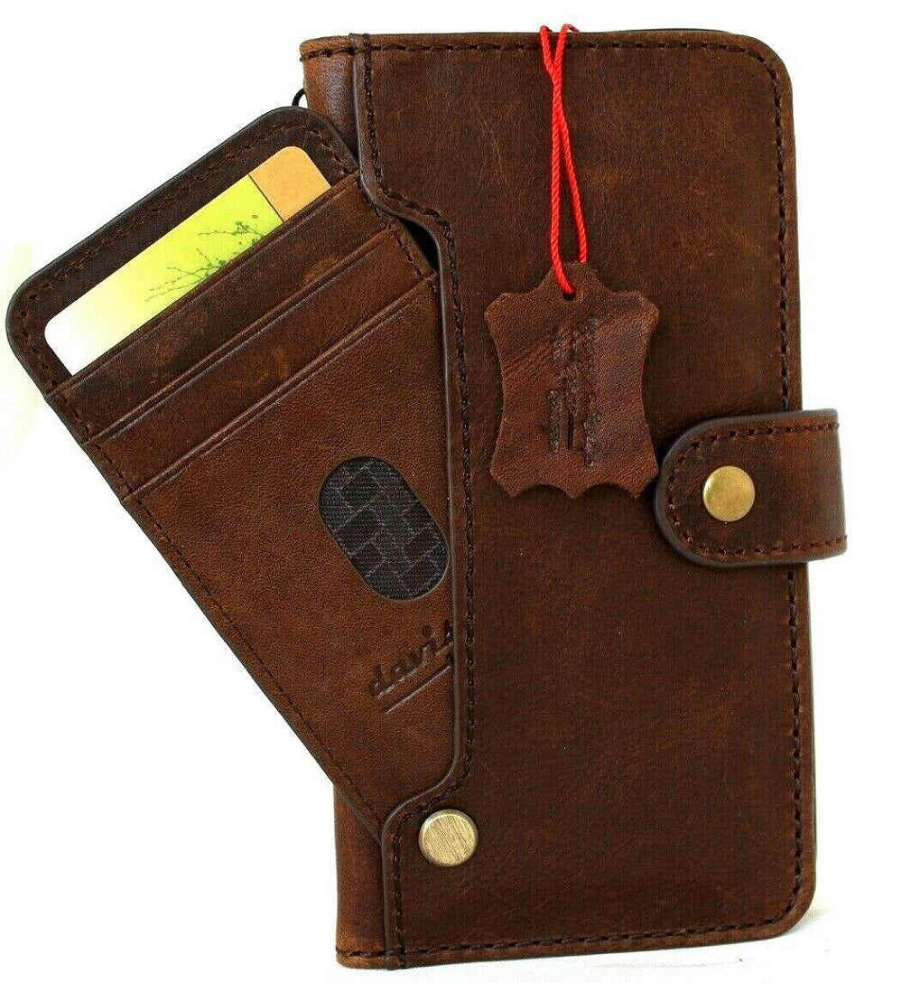 Handmade genuine leather Galaxy Z Fold wallet book cover with window slot, luxury style, by DAVISCASE for models 3 to 8.