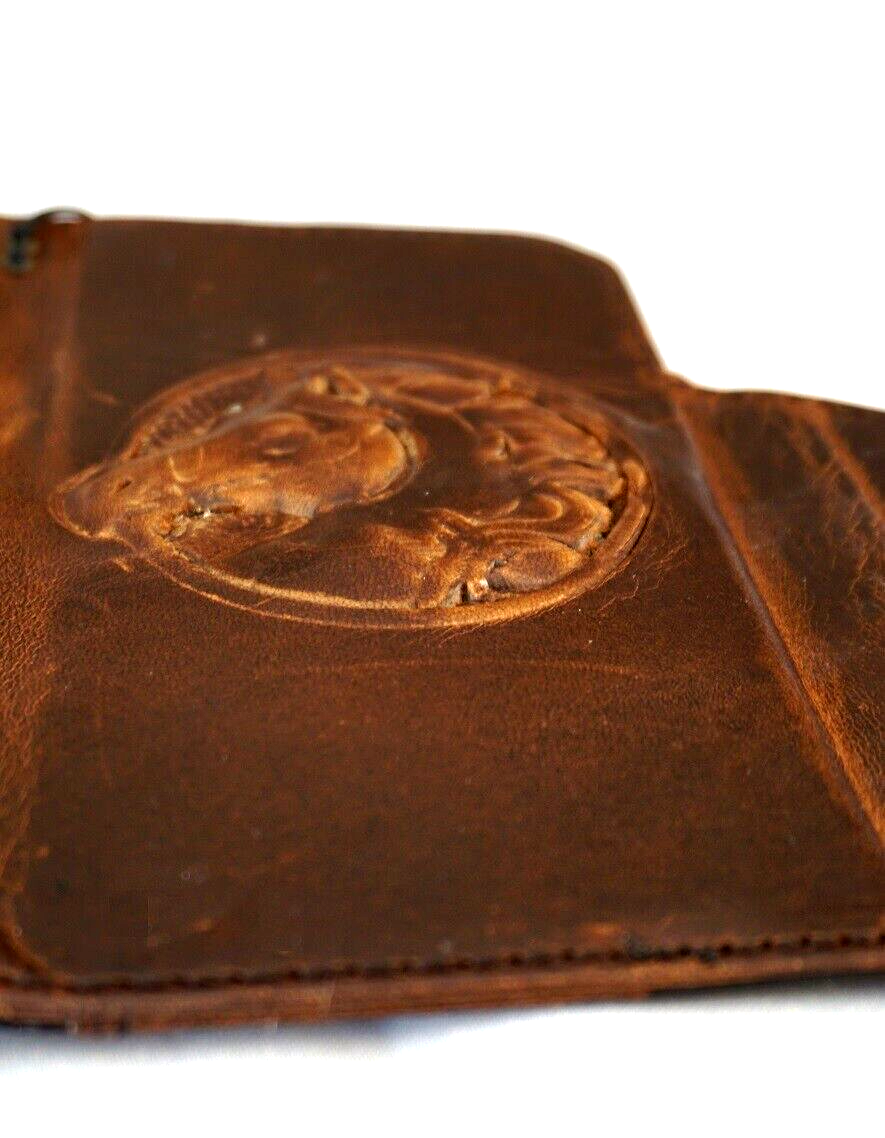 Handmade genuine leather phone case for Apple iPhone models, with wallet-style design and magnetic closure by DAVISCASE.