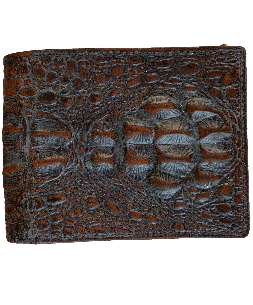 Men's genuine leather money clip wallet with crocodile embossing, coin pocket, credit card slots, vintage style, corrosion-resistant.