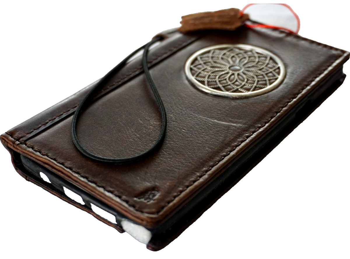 DAVISCASE genuine leather phone case for Samsung Galaxy S22, S21, S20, Z Fold 3, A series, vintage wallet style cover with DIY adornments.