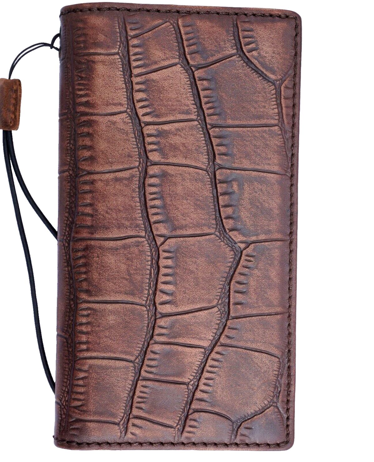 Genuine leather phone case for Samsung Galaxy S and Note series, DAVISCASE vintage crocodile wallet cover with Z Fold design.