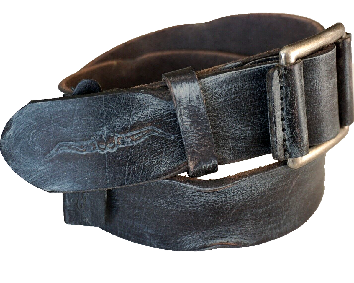 Handmade genuine leather belt for men and women, vintage style with distressed finish and multiple size options.