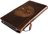 Genuine Leather Case For Apple iPhone 11 12 13 14 15 Pro Max 7 8 plus diy Shark crafts SE XS Wallet Book Vintage Ston Style Credit Card Slots Cover Wireless Full Grain  luxury Mini Art Diy The Tree Of Life oiled