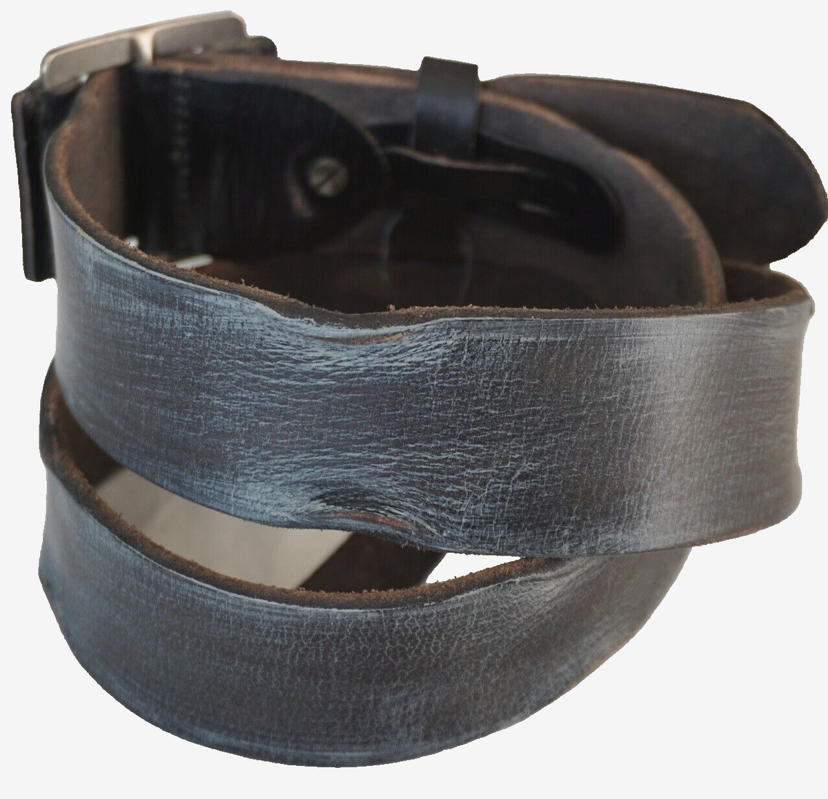 Genuine handmade leather belt for men and women, vintage style with distressed finish, available in multiple sizes including S to 2XL.
