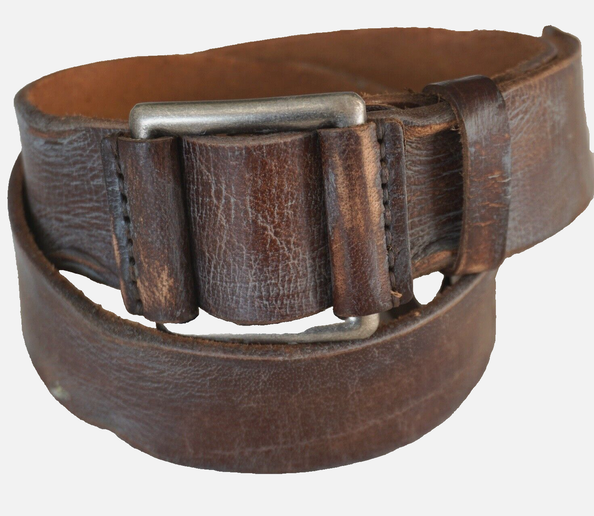 Genuine full thick leather handmade belt for men and women with classic vintage style, free holes, and distressed wash finish.