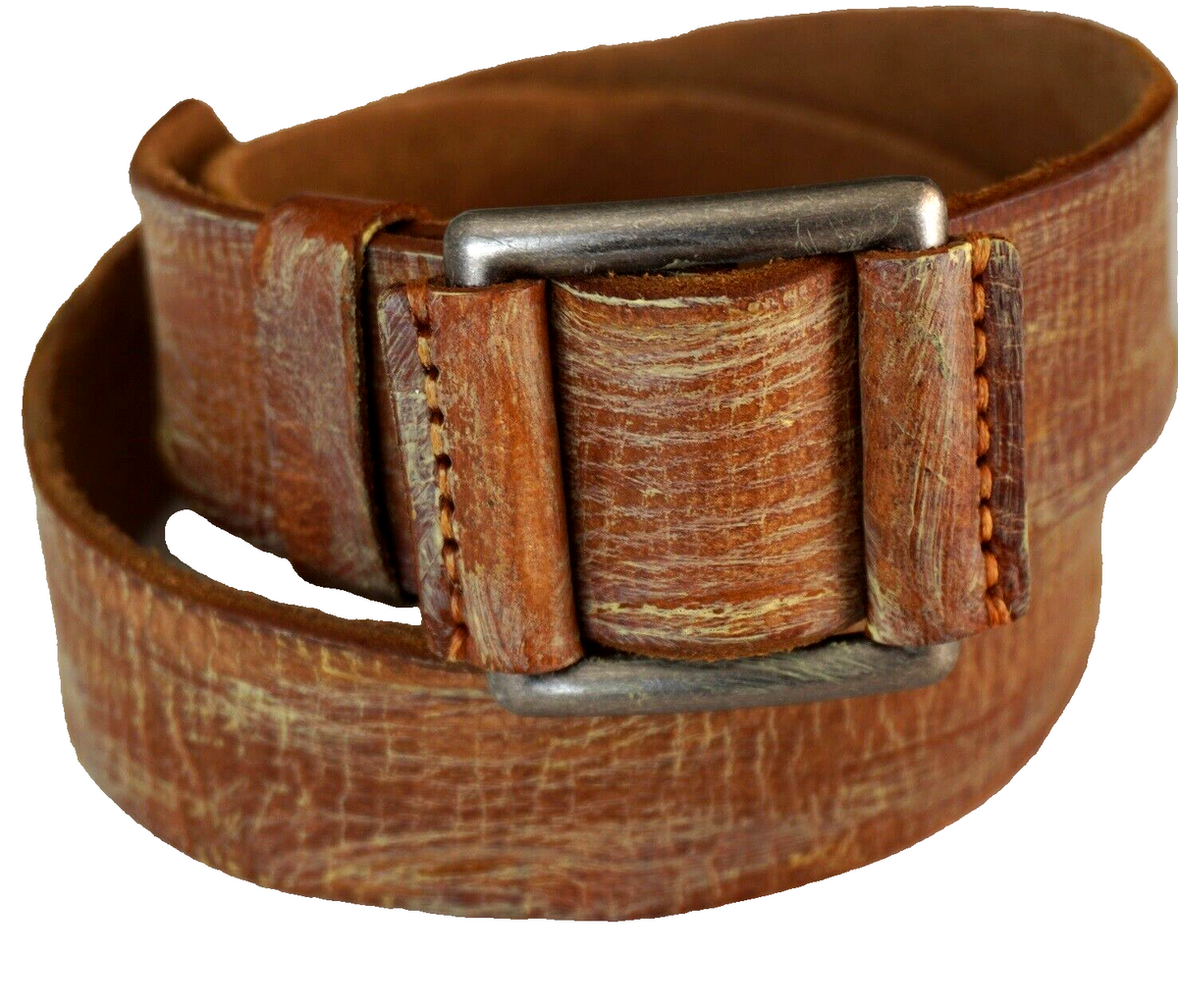 Handmade genuine full-thick leather belt for men and women with vintage style, classic retro design, free holes, and custom sizes.