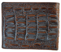 Men's genuine leather money clip wallet with crocodile embossing, coin pocket, and credit card slots in vintage style.