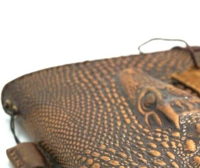 Handmade genuine leather wallet phone case for Galaxy Z Fold 3-7, vintage crocodile style with credit card slots, by DAVISCASE.