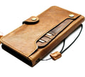 DAVISCASE genuine leather phone case for Galaxy A32, S21, Note Z Fold, and A52, plus vintage tan wallet book cover with clasp.