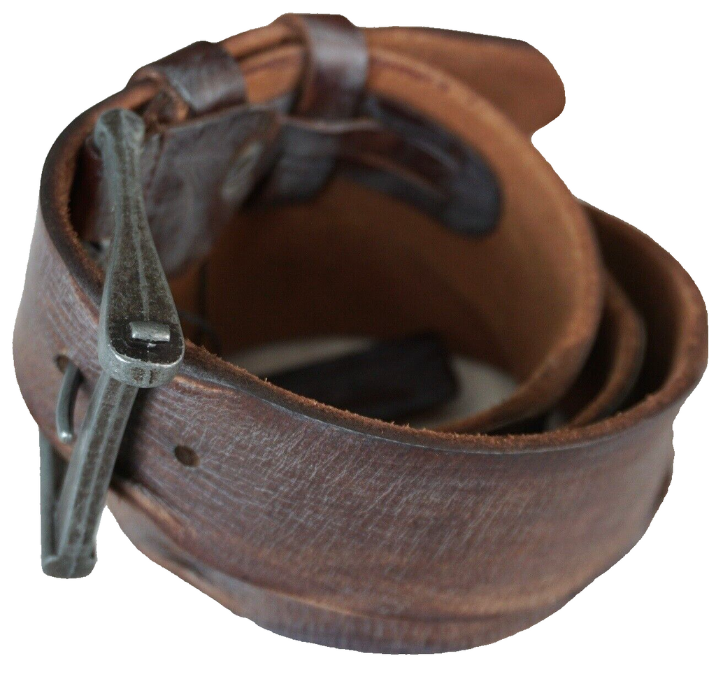 Genuine full leather handmade belt for men and women, vintage retro style with distressed finish, available in multiple sizes.