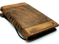 Vintage-style genuine leather phone case for Apple iPhone 11 to 15, with card slots, handcrafted by DAVISCASE.