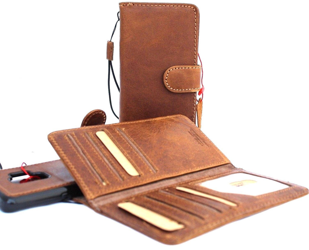 Luxury DAVISCASE handmade leather phone case with clasp for Galaxy S22, Note A71, S21, Z Fold 4, wallet style, premium design.