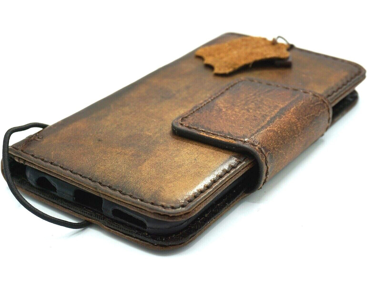 Handmade DAVISCASE genuine leather phone case for Galaxy S21, S22, S23, S24, S25, S26, Fold 3, Note; magnetic wallet design.