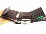 GENUINE VINTAGE full Leather wallet for Men 6 credit card slots 3 id windows Trifold handmade Tan slim Daviscase