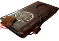 Handmade DAVISCASE leather phone case for iPhone 11-15 Pro Max with vintage design, credit card slots, and full grain leather.