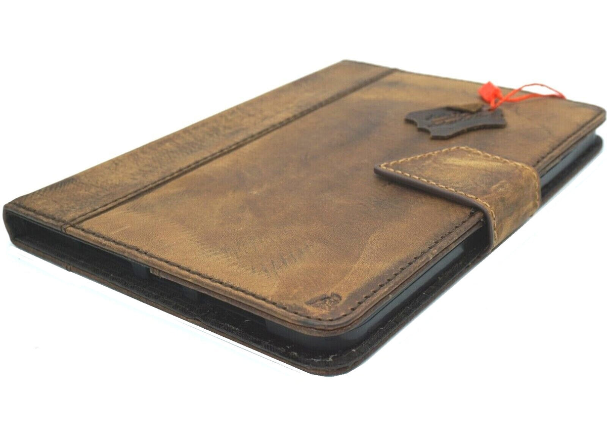 DavisCase genuine leather iPad Mini 7th Gen case with card slots, handmade, black leather cover for Apple iPad Mini 4-7 Pro.