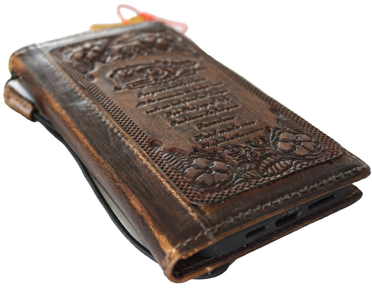 Genuine leather Bible-style wallet case for Google Pixel 10, 9, 8, 7 Pro XL by DAVISCASE, full grain leather with card slots.