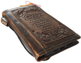 Genuine Leather Case for Google Pixel 10 9 8 7 Pro XL Biblical writing Book Wallet  10A Full Grain