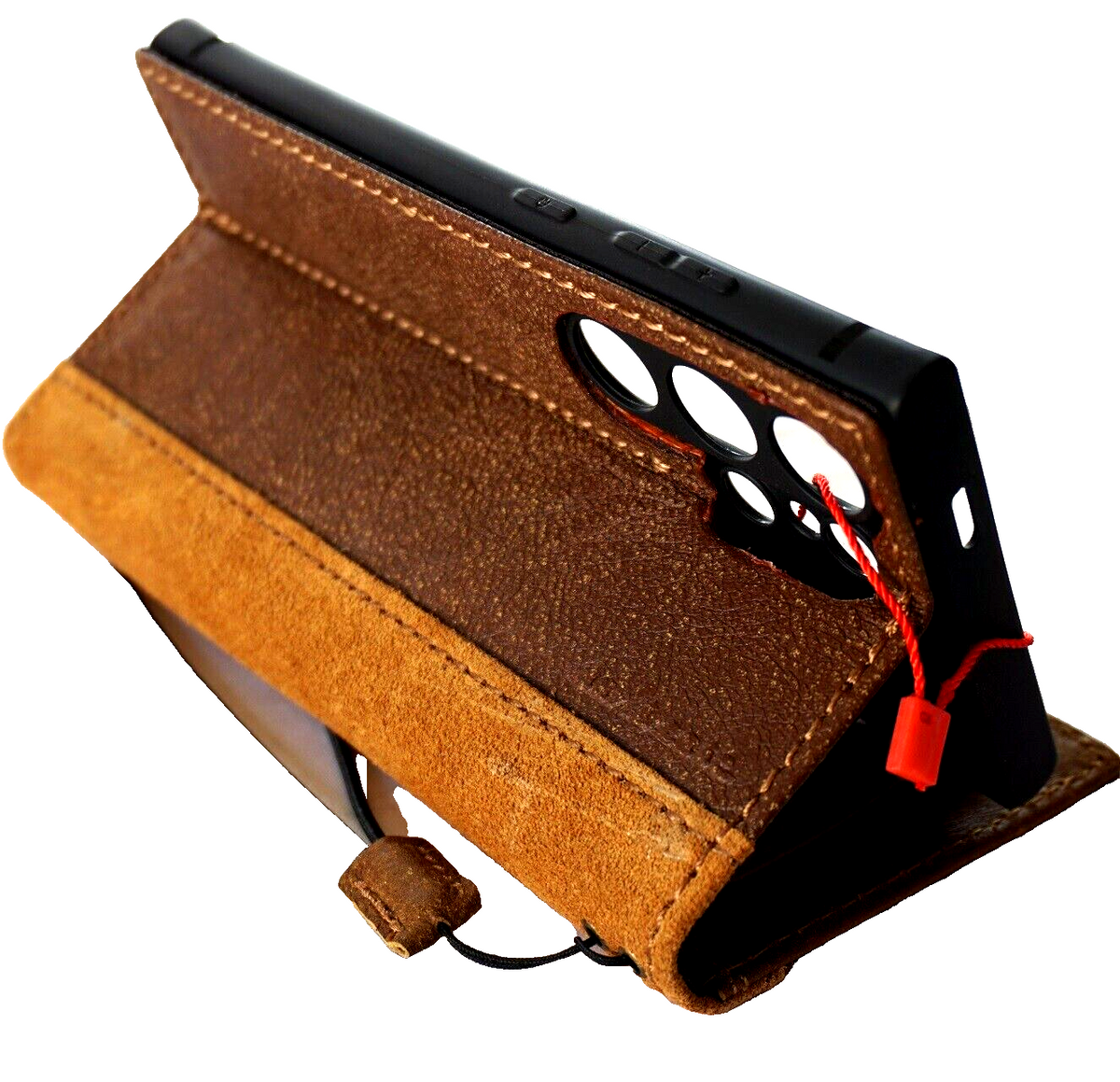 Handmade genuine leather phone case for Samsung Galaxy S22, S21, S20, S23, S24 Ultra with wallet and book cover design by DAVISCASE