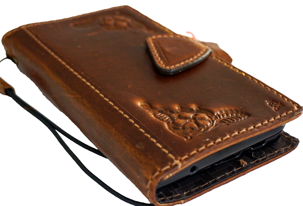 Genuine leather Google Pixel Fold case by DAVISCASE, tan book wallet holder with stand, wireless charging compatible for Pixel 7A 8A 6, 9 Pro XL