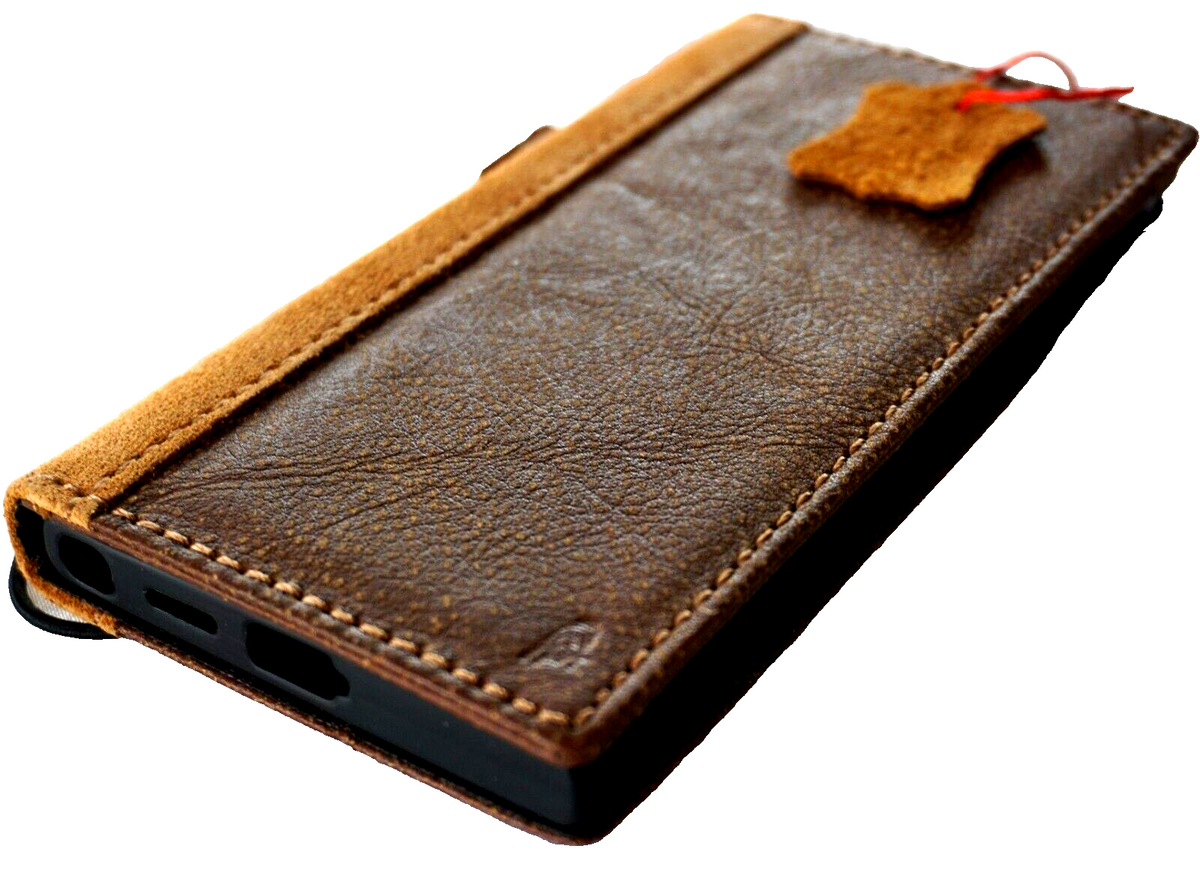 Handmade genuine leather phone case with wallet cover for Samsung Galaxy S22, S21, S20, S23, S24 Ultra by DAVISCASE