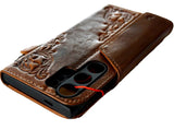 Genuine Leather Case for Samsung Galaxy S24 Ultra Book Wallet HandMade Rubber Holder Cover Wireless Charger Luxury Tan Magnetic Ai