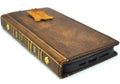 Handmade genuine leather phone case for iPhone 17, 12, 13, 14, 15, 16 Pro Max, 8 Plus, with Bible craft design by DAVISCASE.