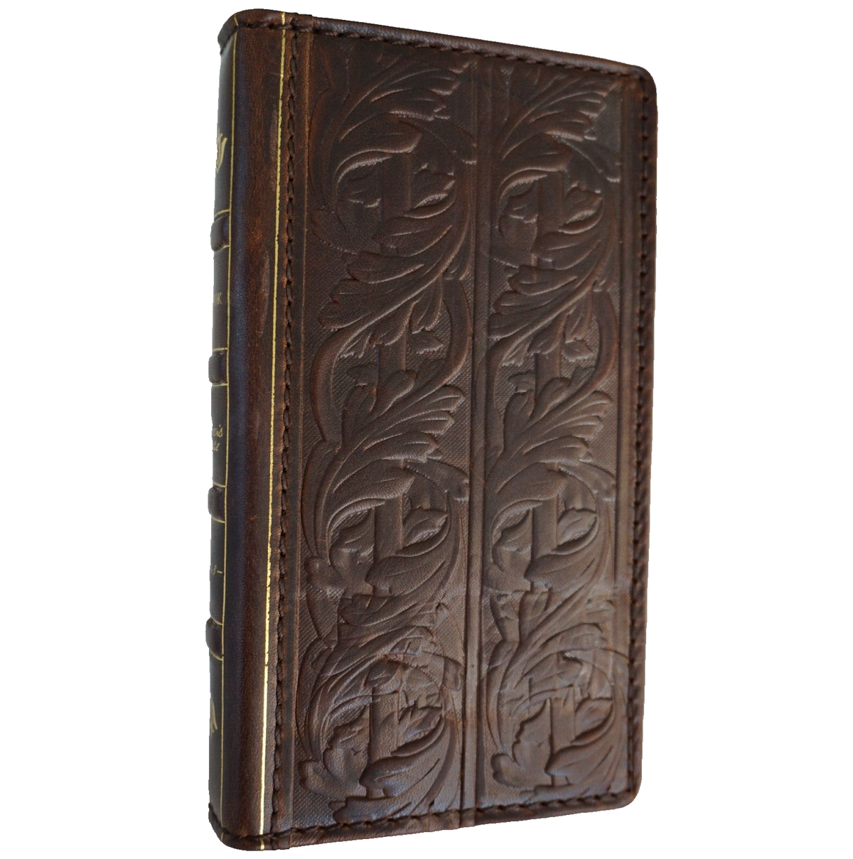 Handmade genuine leather phone case for Galaxy S24/S25 Edge, Z Fold 4/5/6, with wallet and vintage Bible book design by DAVISCASE.