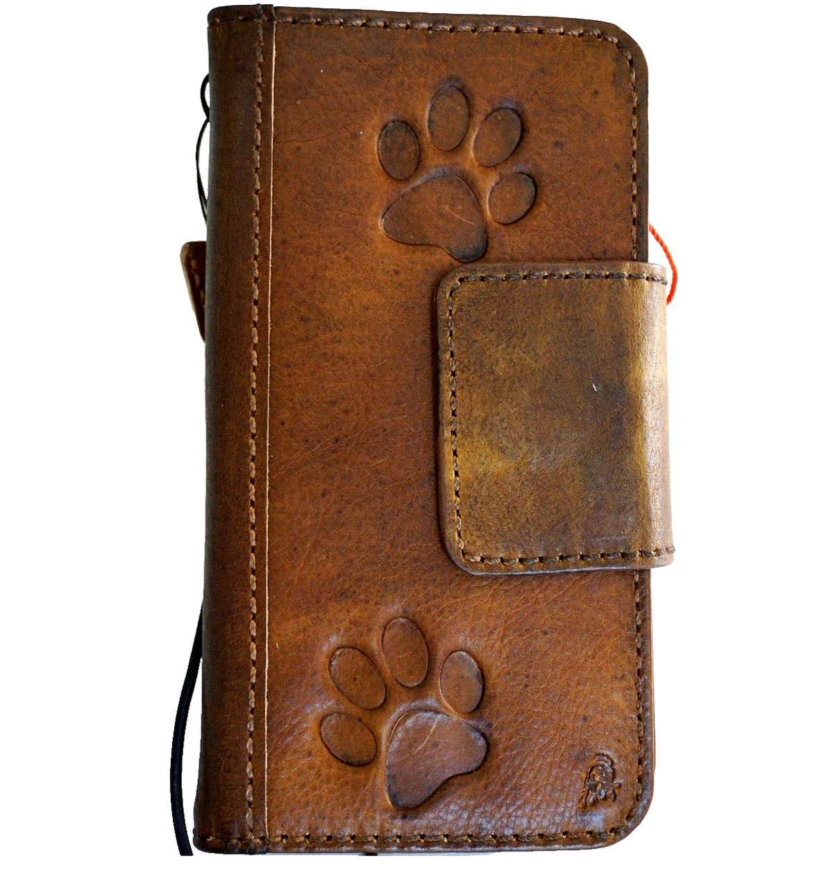 Handmade genuine leather phone case for Samsung Galaxy S24, S25, S26, Note, and Fold series with wallet and magnetic closure.