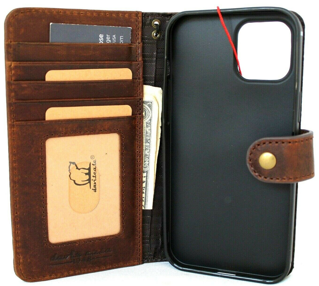 Handmade genuine leather wallet case for Samsung Galaxy Z Fold 3-8, featuring a window slot, luxury style, by DAVISCASE.