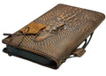 Handmade genuine leather wallet case for Galaxy Z Fold 3-7, vintage crocodile style, with credit card slots, by DAVISCASE.