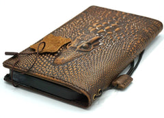 Genuine Leather For Galaxy Case Z Fold 3 4 5 6 7 Wallet Book Hand Made Diy Crafts Vintage Crocodile Style Credit Card Cover Polish