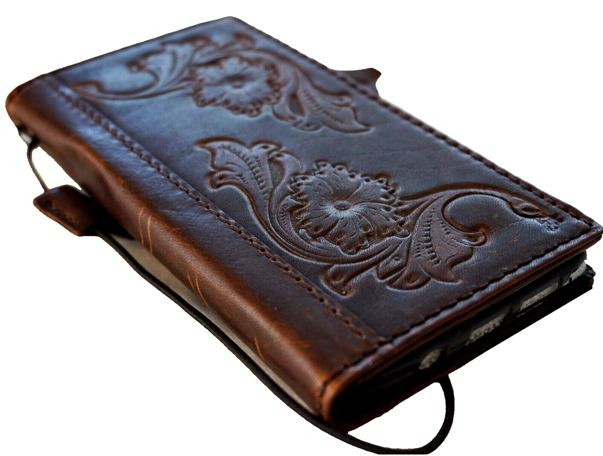 Handmade genuine leather phone case for iPhone 16, 12, 13, 14, 15 Pro Max, XS, SE with wallet book cover design by DAVISCASE