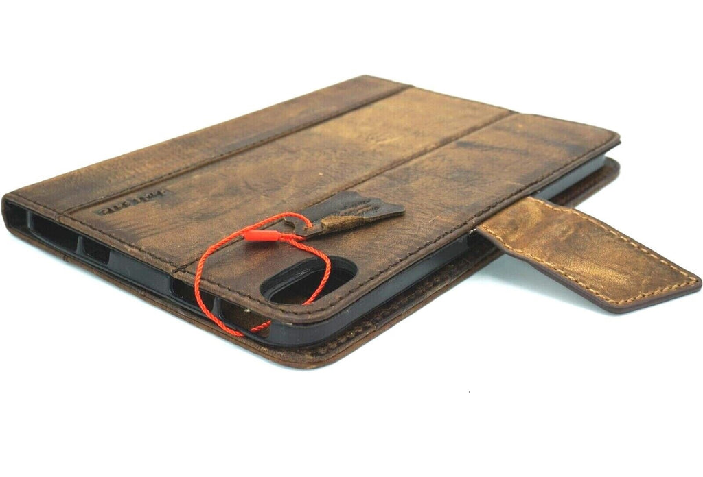 Genuine leather DAVISCASE iPad Mini 7th Gen case with card slots, handmade, for Apple iPad Mini 4-7, luxurious and durable.
