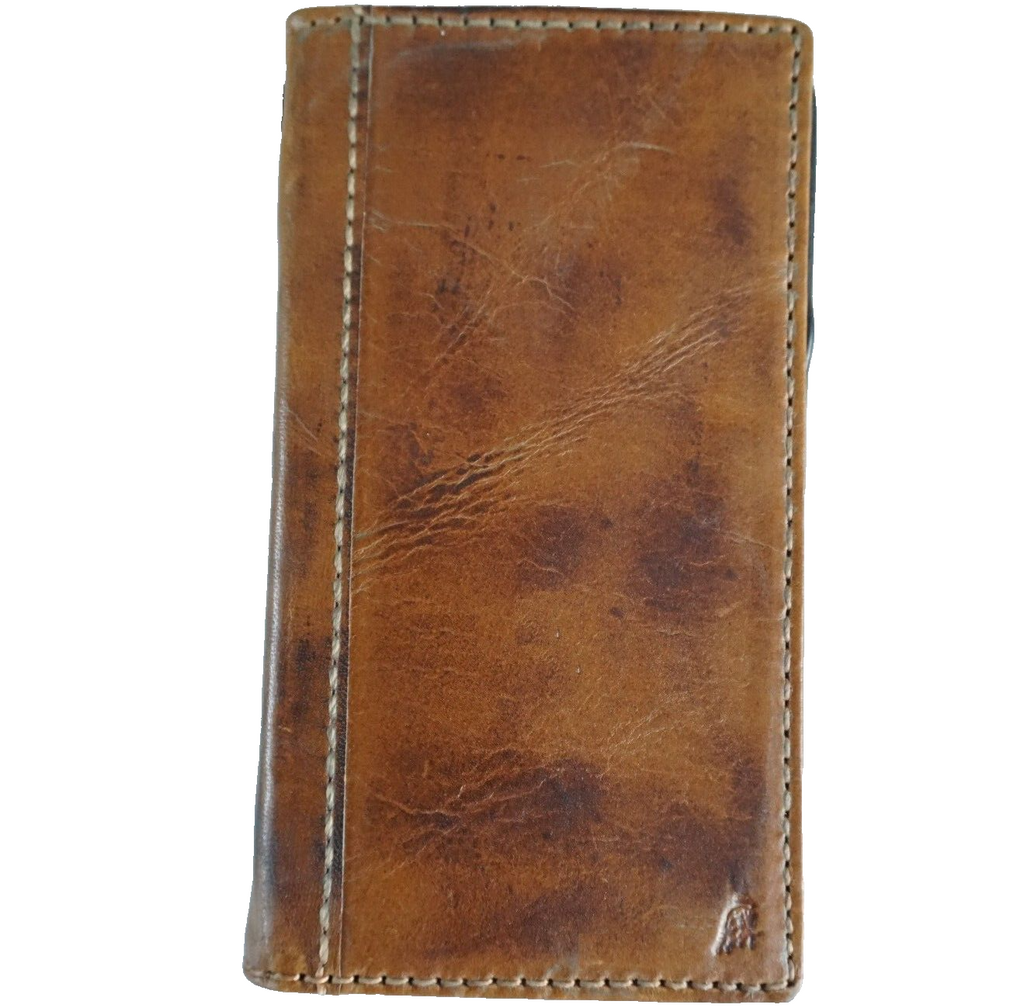 Google Pixel 7 Pro leather wallet case by DAVISCASE with retro tan finish, stand feature, wireless charging compatibility, and rustic oiled leather