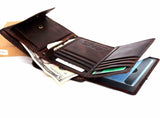 GENUINE VINTAGE full Leather wallet for Men 6 credit card slots 3 id windows Trifold handmade Tan slim Daviscase