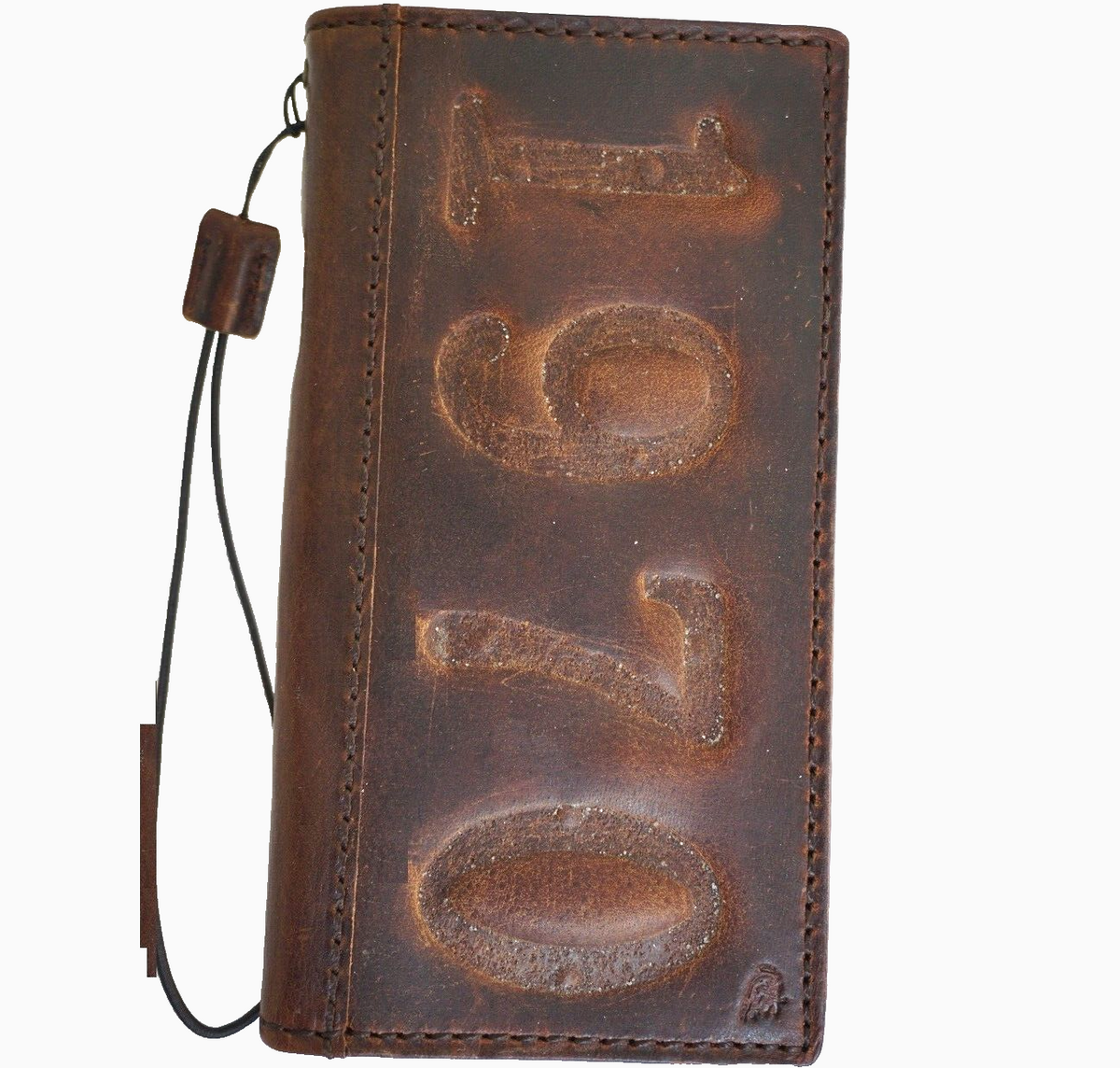 Vintage handcrafted leather phone case for iPhone 11-15 Pro Max, with credit card slots and full grain leather by DAVISCASE.