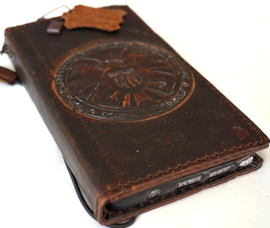 DavisCase genuine leather phone case for Samsung Galaxy S22, S21, S20, Note 9, A71, A51, vintage art wallet cover with German eagle design