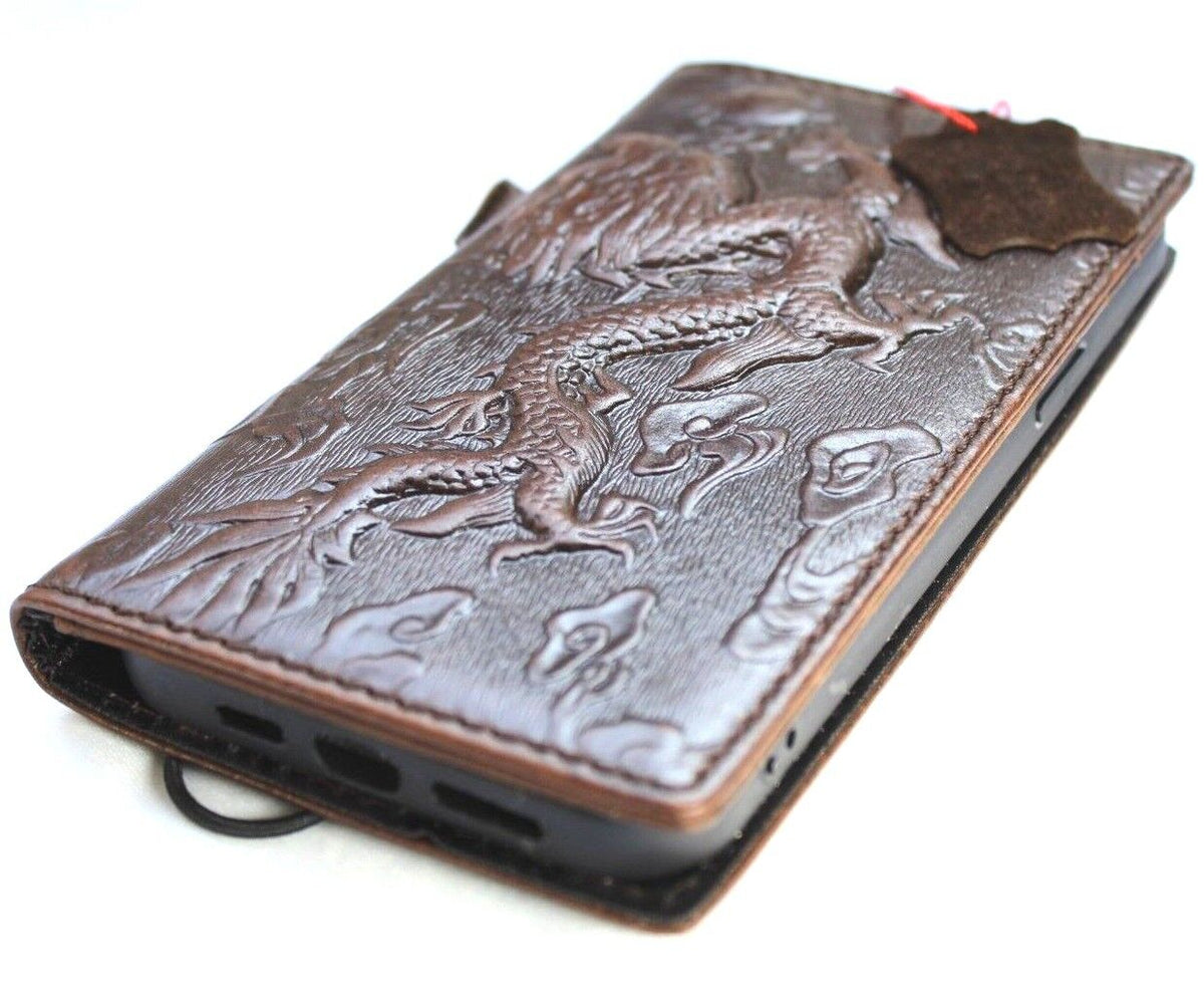 Genuine leather phone case for Samsung Galaxy S22 S21 S20 S23 S24 Ultra FE Note with vintage art wallet cover by DAVISCASE