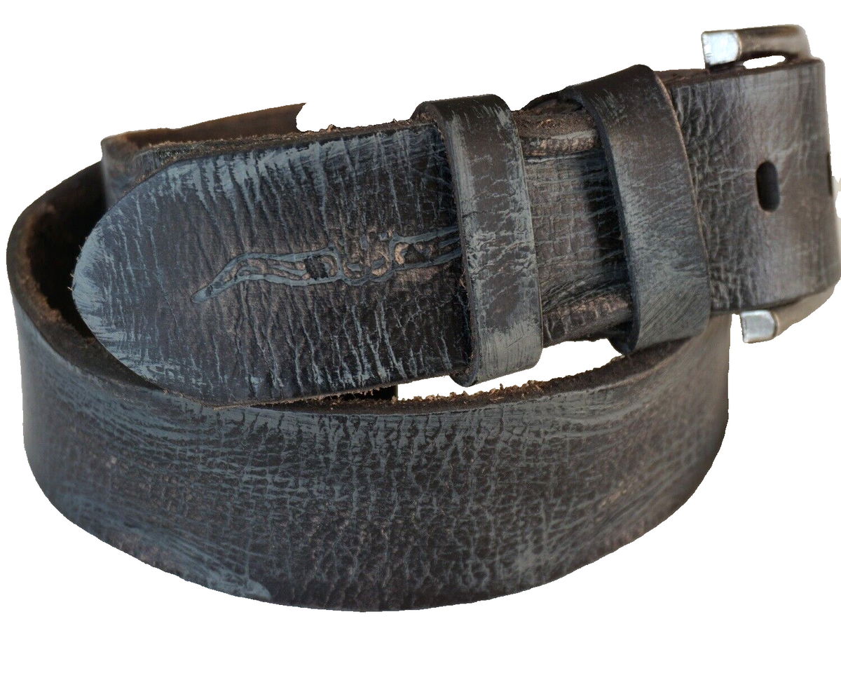 Handmade genuine full leather belt for men and women, vintage retro style with ston wash finish and classic design.
